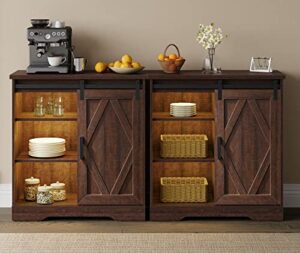 wampat led 2 in 1 buffets & sideboards buffet table bar cabinet with 2 doors for dining room,brown