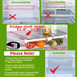 2 Pack Fridge Drawer Organizer, Refrigerator Storage Bins Box, 12" Length, Refrigerator Pull out Under Shelf Holder Vegetable Veggies Fruit Container