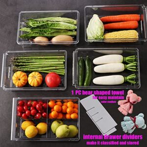 2 Pack Fridge Drawer Organizer, Refrigerator Storage Bins Box, 12" Length, Refrigerator Pull out Under Shelf Holder Vegetable Veggies Fruit Container