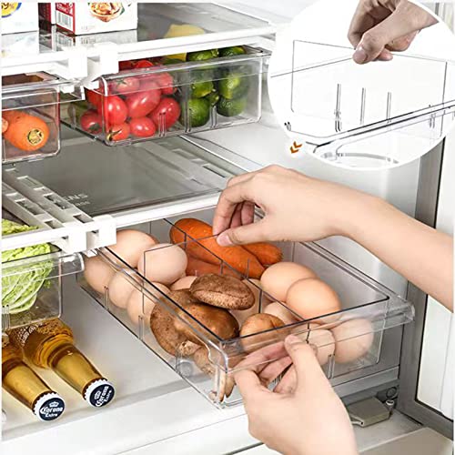 2 Pack Fridge Drawer Organizer, Refrigerator Storage Bins Box, 12" Length, Refrigerator Pull out Under Shelf Holder Vegetable Veggies Fruit Container