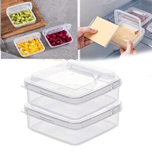 sliced cheese container for fridge with flip lid - 2/4/6 pcs butter block cheese slice storage box, portable leakproof clear flip top storage box, vegetable & fruit fresh-keeping box. (2 pcs) (2 pcs)