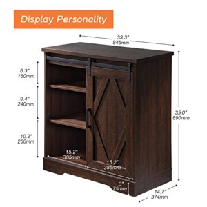 WAMPAT Buffets & Sideboards Buffet Table 2 in 1 Bar Cabinet with 2 Doors for Dining Room，Brown