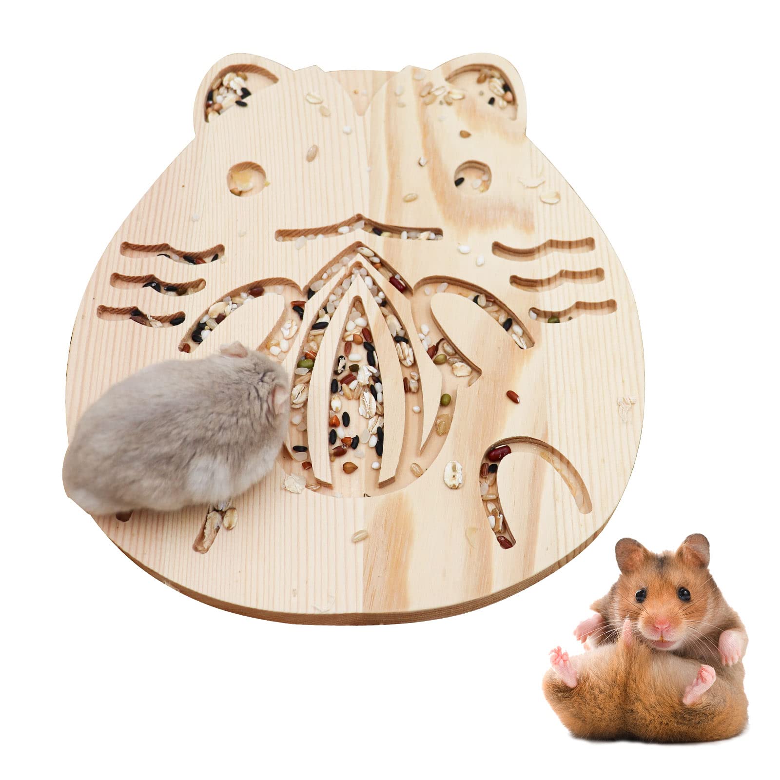 Dnoifne Guinea Pig Foraging Toys, Wooden Hamster Enrichment Toys, Interactive Hide Feeding Toys, Feeding Cage Accessories for Small Animals Puppy Kitten Rats Hamster Rabbit Chinchilla Bunny Rabbits