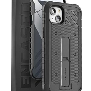 Encased Pantera Series for iPhone 14 Case with Built-in Screen Protector - Rugged Protective Full Cover (Black)