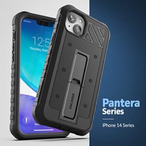 Encased Pantera Series for iPhone 14 Case with Built-in Screen Protector - Rugged Protective Full Cover (Black)