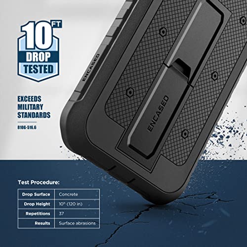 Encased Pantera Series for iPhone 14 Case with Built-in Screen Protector - Rugged Protective Full Cover (Black)