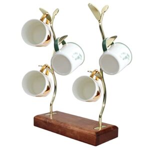 zwang mug holder, 16 inch wooden base countertop mug tree, coffee mugs & tea cup storage rack, coffee counter bar accessory & kitchen organizer
