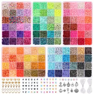 quefe 10160pcs, 120 colors clay beads for bracelet making kit, flat beads for girls 8-12, polymer heishi beads for jewelry kit, for preppy, crafts gifts