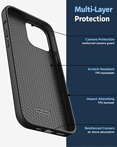 Encased Thin Armor Designed for iPhone 14 Belt Clip Case, Slim Fit Phone Case with Holster (Matte Black)