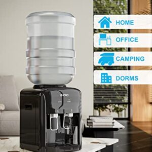 UMOMO Top Loading Water Cooler Dispenser, Countertop, Holds 3 or 5 Gallon, Hot & Cold, for Home and Office Use, Black(Water Bottle NOT Included)
