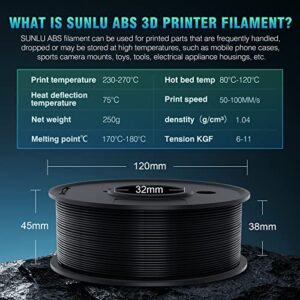 SUNLU 250g ABS Filament 1.75mm Bundle and PLA Meta 3D Printer Filament Green, Dimensional Accuracy +/- 0.02 mm, 0.25 kg Spool, 8 Rolls, Black+White+Grey+Blue+Yellow+Green+Red+Orange
