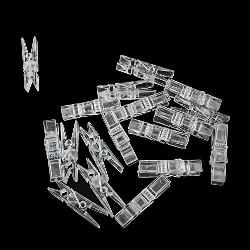 HSCGIN 100pcs Mini Clothes Pins Transparent Clothes Pins Lightweight Strong Spring Clips for Hanging Clothes, Pictures, Photos, DIY Crafts