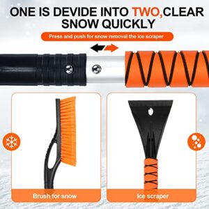 Chumia 4 Pack 27" Snow Brush and Ice Scrapers for Car Windshield with Ice Scraper Glove Detachable Window Snow Scraper Snow Removal Tool with Foam Grip Winter Car Accessories for Cars Trucks SUVs