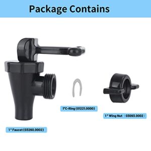 03260.0002 Faucet Kit for Tea Dispenser, Replacement Spigot for Beverage Dispenser (2 Pack Set, Include 2 Wing Nut and 2 C-Ring) (2)