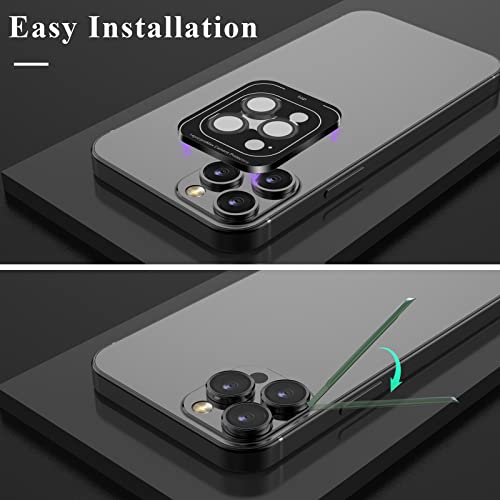 YWXTW Designed for iPhone 14 Pro Max Camera Lens Protector, for iPhone 14 Pro Camera Lens Protector, Individual Metal Anti Scratch HD Clear Case Friendly Tempered Glass Camera Cover, 1 Set (Graphite/Black)