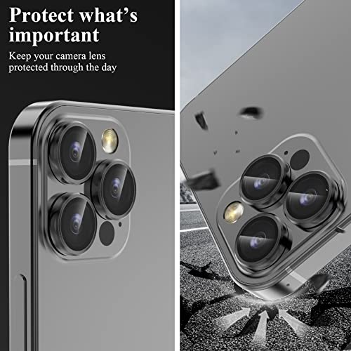 YWXTW Designed for iPhone 14 Pro Max Camera Lens Protector, for iPhone 14 Pro Camera Lens Protector, Individual Metal Anti Scratch HD Clear Case Friendly Tempered Glass Camera Cover, 1 Set (Graphite/Black)