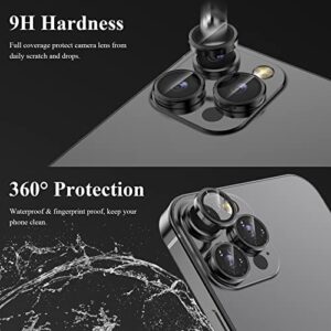 YWXTW Designed for iPhone 14 Pro Max Camera Lens Protector, for iPhone 14 Pro Camera Lens Protector, Individual Metal Anti Scratch HD Clear Case Friendly Tempered Glass Camera Cover, 1 Set (Graphite/Black)