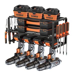 jubilin power tool organizer wall mount, heavy duty cordless power tools holder, garage tool organizer and storage, practical power tool storage rack, perfect for father's day - 3 layers, black