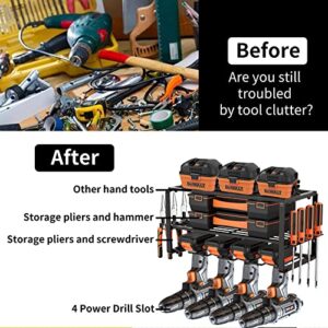 Jubilin Power Tool Organizer Wall Mount, Heavy Duty Cordless Power Tools Holder, Garage Tool Organizer and Storage, Practical Power Tool Storage Rack, Perfect for Father's Day - 3 Layers, Black
