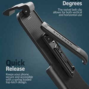 Encased SlimShield Designed for iPhone 14 Case with Belt Clip Holster - Magnetic Compatible with MagSafe (Matte Black)