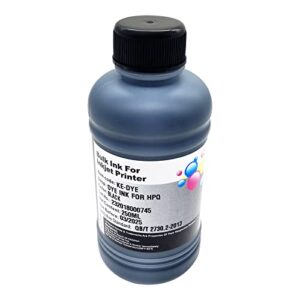 INK+ HP Ink Refill Kit Dye Ink Black 250ml Bottle Ink Compatibel with Inkjet Printer Cartridges for Refillable Ink Cartridges, 950 951 932 933 60 61 952 902 901 Black