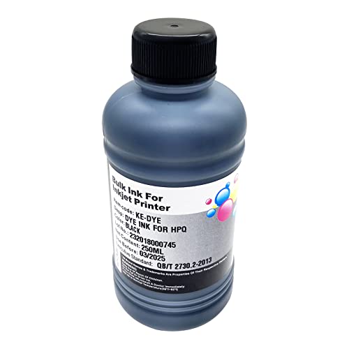 INK+ HP Ink Refill Kit Dye Ink Black 250ml Bottle Ink Compatibel with Inkjet Printer Cartridges for Refillable Ink Cartridges, 950 951 932 933 60 61 952 902 901 Black