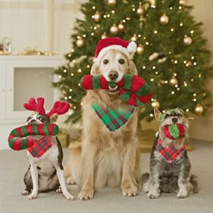 2 Pack Christmas Dog Bandanas, Dog Classic Plaid Scarf Triangle Bibs Kerchief Set, Pet Christmas Costume Accessories for Small Medium Large Dogs Cats Pets