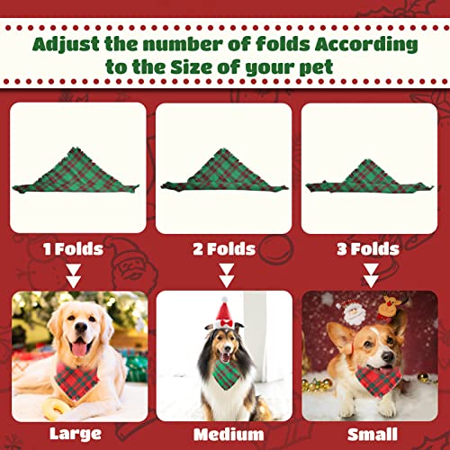 2 Pack Christmas Dog Bandanas, Dog Classic Plaid Scarf Triangle Bibs Kerchief Set, Pet Christmas Costume Accessories for Small Medium Large Dogs Cats Pets