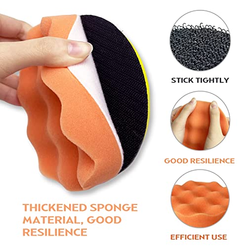 5''Wool Buffing Polishing Pads Set 9pcs Polishing Pads Kit Car Foam Buffing Sponge and Wool Pads Kit with M14 Drill Adapter for Car Headlight Restoration,Car Buffer Polisher, Polishing and Waxing