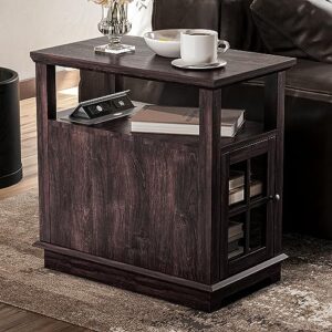 HIFYOBRO End Table with Charging Station, Side Table with Storage for Living Room and Bed Room, Power outlets & USB Ports, Adjustable Shelf