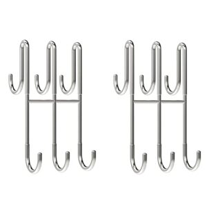 bpb over shower door hooks - 2 pack double over glass hooks extended 7.5inch bathroom hook drilling-free hanger for hanging towel, robe, loofah, squeegee (silver)