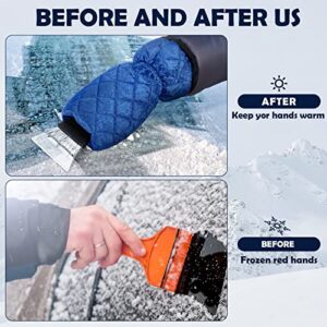 JaGely 4 Pack Ice Scraper for Cars Windshield with Mitt Snow Scraper Remover with Glove Waterproof Warm Cozy Car Ice Scraper for Car Auto Truck Window