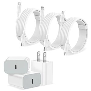 iphone charger fast charging【apple mfi certified】 3pack usb-c wall charger block with 6ft usb c to lightning cables for iphone 14/14 pro/14pro max/13/13 pro/12/12 pro/12 pro max/11/xs max/xr/x