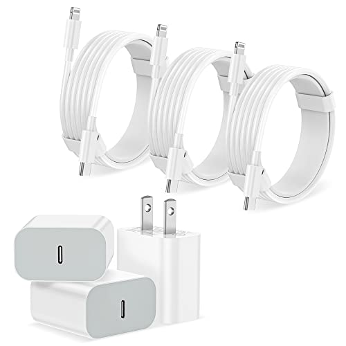 iPhone Charger Fast Charging【Apple MFi Certified】 3Pack USB-C Wall Charger Block with 6FT USB C to Lightning Cables for iPhone 14/14 Pro/14Pro Max/13/13 Pro/12/12 Pro/12 Pro Max/11/Xs Max/XR/X