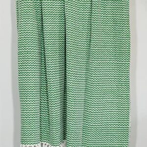 Woven Virtues Modern Hand-Woven Throw Blanket, 50" x 60", Green and White, Light, Luxurious and Soft