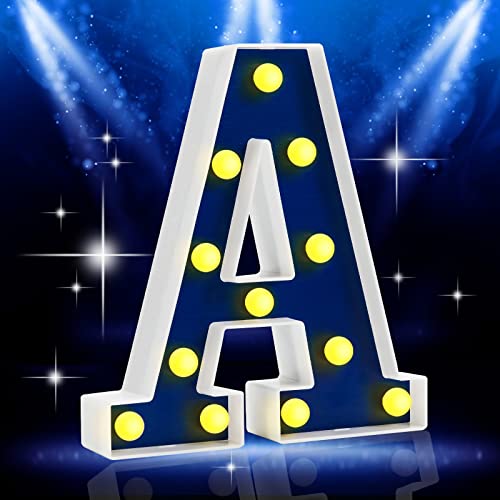 Pooqla LED Letter Lights, Light Up Marquee Letters, Blue Lighted Letters Alphabet Sign Battery Powered for Home Bedroom Party Bar Birthday Decoration Christmas Gift, Navy Blue Letter K