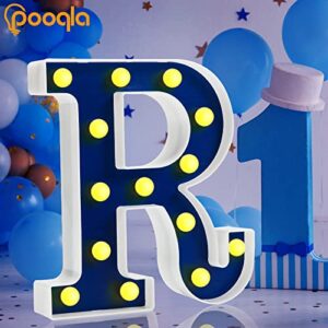 Pooqla LED Letter Lights, Light Up Marquee Letters, Blue Lighted Letters Alphabet Sign Battery Powered for Home Bedroom Party Bar Birthday Decoration Christmas Gift, Navy Blue Letter K