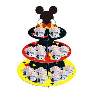 large 3-tier mickey minnie cupcake stand 12inch cardboard cupcake tray for wedding birthday baby shower mickey minnie birthday party supplies