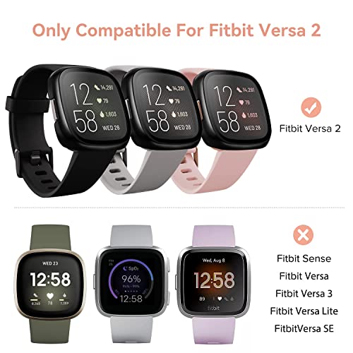 [3 Pack] iVoler Screen Protector Tempered Glass for Fitbit Versa 2, Hard PC case with Bumper Cover Sensitive Touch Full Coverage Protective Case for Versa 2 Smart Watch, Black