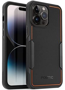 poetic neon series iphone 14 pro case, dual layer heavy duty tough rugged light weight slim shockproof protective drop protection phone case 2022 new cover for iphone 14 pro (6.1 inch), black