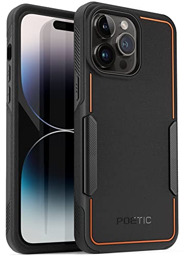 Poetic Neon Series iPhone 14 Pro Case, Dual Layer Heavy Duty Tough Rugged Light Weight Slim Shockproof Protective Drop Protection Phone Case 2022 New Cover for iPhone 14 Pro (6.1 Inch), Black