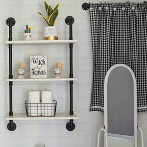 HDDFER Industrial Pipe Shelving Rustic White Pipe Wall Shelves Industrial Bathroom Shelves with Wood Planks Industrial Floating Shelves 24 Inch Farmhouse Bathroom Pipe Shelves Wall Mounted…