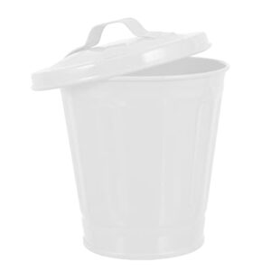 popetpop mini trash can with lid- tiny desktop wastebasket metal garbage bin pen holder flowerpot small buckets organizer for home office kitchen