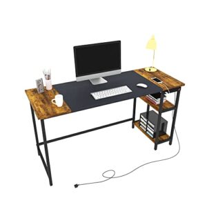 marvelous world home office desk, 63'' computer desk built in a power strip with 4 outlets and 2 usb, durable and stable pc desk support up to 800 lbs