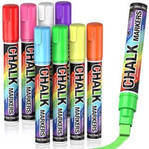 jumbo chalk window markers for cars glass washable - 8 colors liquid chalk markers pen with 10mm wide tips, chalkboard markers, window paint markers for car windows, auto, blackboards, windshield