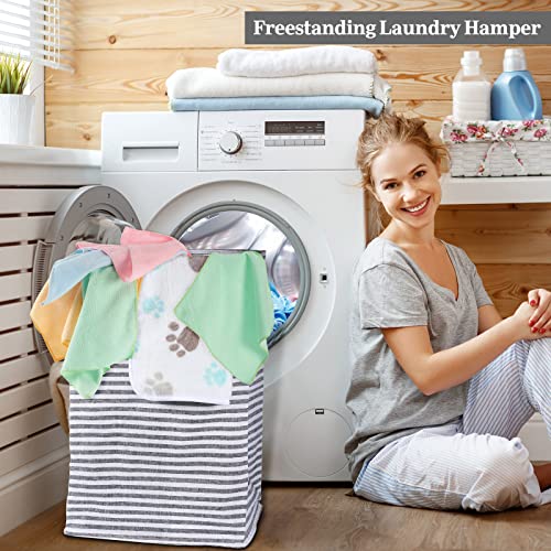 6 Pcs 75l Laundry Hamper Collapsible Laundry Basket Freestanding Laundry Hamper Large Waterproof Clothes Hamper Organizer with Easy Carry Extended Handles for Laundry Room Toys Clothes Storage, Grey