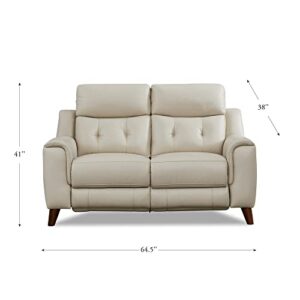 Hydeline Torino Zero Gravity Power Recline and Headrest Top Grain Leather Loveseat with Built-in USB-Ports, Vanilla