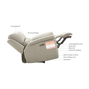 Hydeline Torino Zero Gravity Power Recline and Headrest Top Grain Leather Loveseat with Built-in USB-Ports, Vanilla