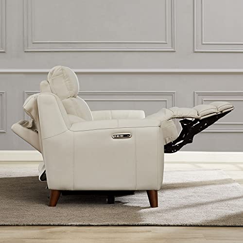 Hydeline Torino Zero Gravity Power Recline and Headrest Top Grain Leather Loveseat with Built-in USB-Ports, Vanilla