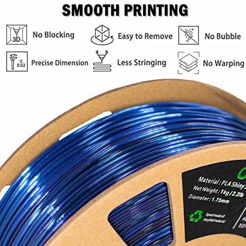 2 Pack PLA Filament 1.75mm, 3D Printer Filament Silk Black Green with Silk Black Blue Color Changing, Silk PLA Filament, 2kg